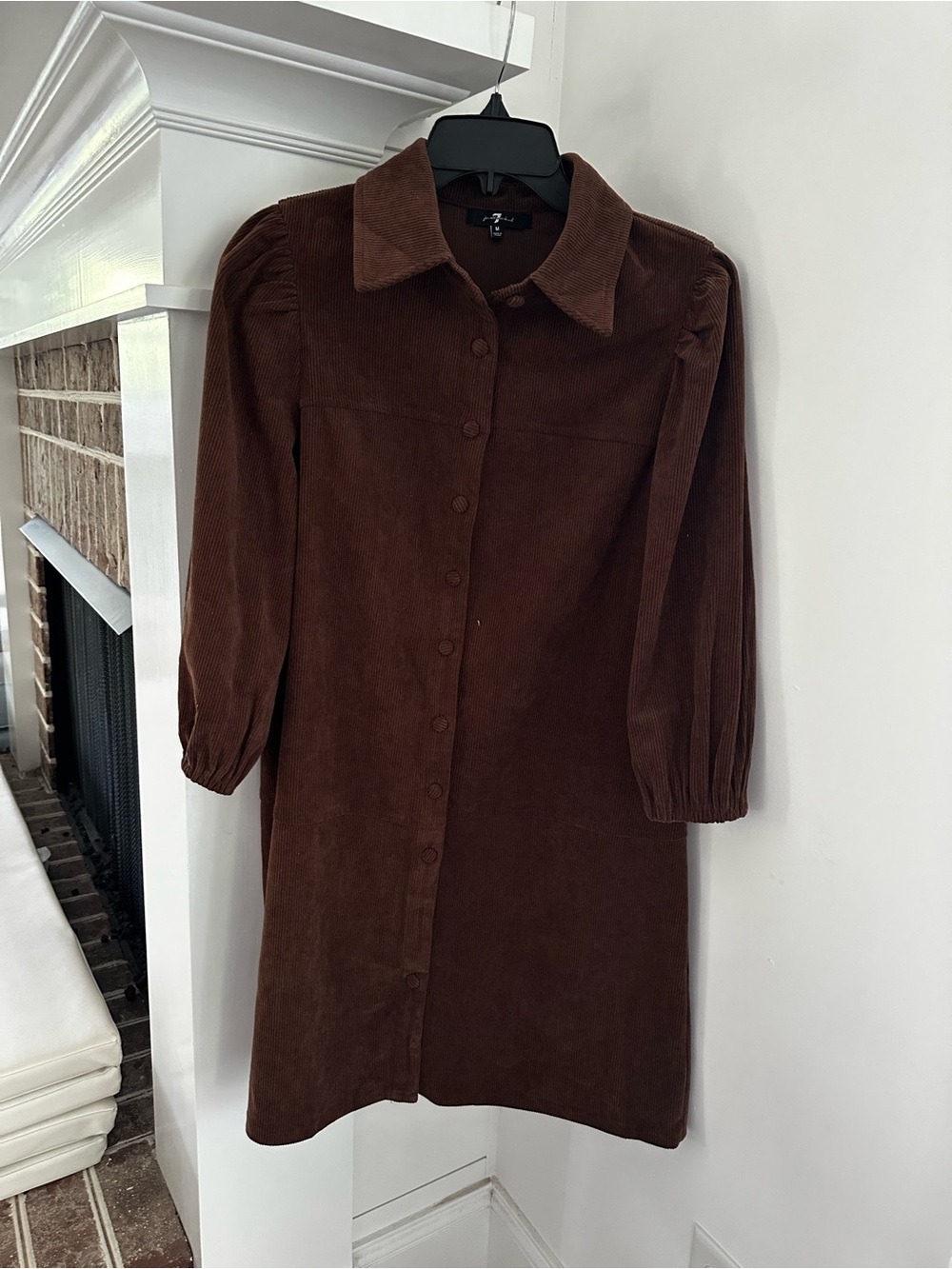 7 For All Mankind Brown Corduroy Button-Front Dress